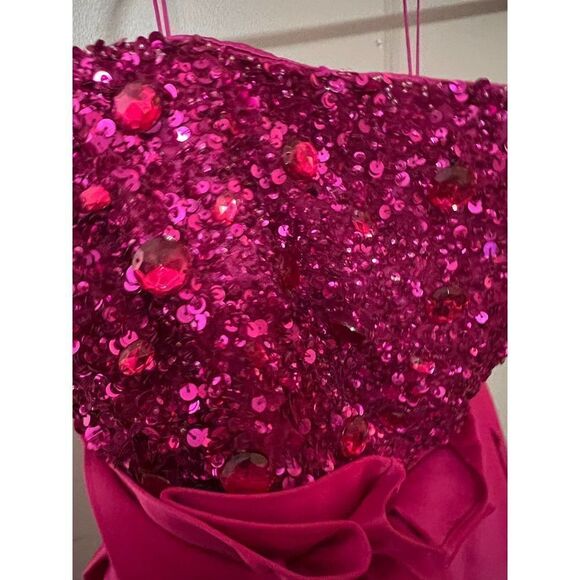 Badgley Mischka Mark + James Pink Beaded-Bust Bubble Dress Sz. 6 - Picture 3 of 8